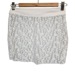 Women's Small White Sheer Heart Mini Coverup Skirt